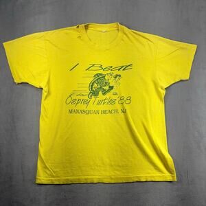 VTG Screen Stars T-Shirt Mens XL Yellow I Beat Osprey Turtles 1988 Single Stitch